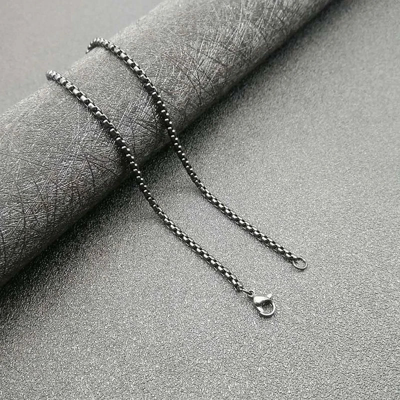 Pure Titanium 3mm Width Square Box Chain Anti-allergy Ultralight Necklace Unisex 07FC0E-D4 - KOEEK