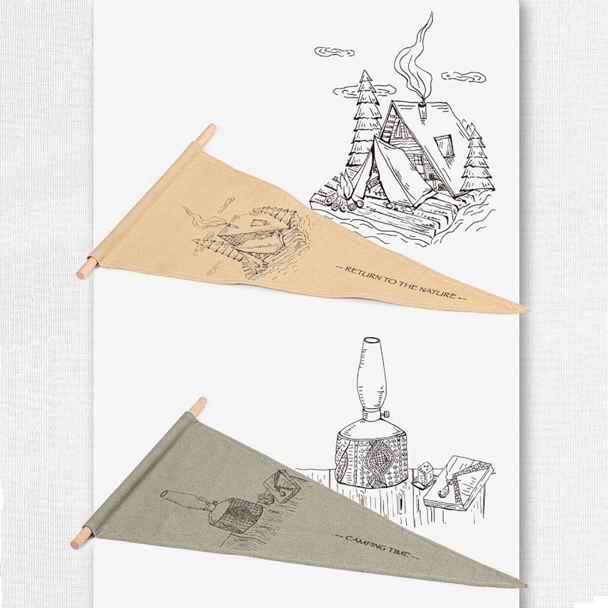 green Camp flag Vintage canvas flag camping equipment Camping and hanging flag 07FC0E-D4 - KOEEK