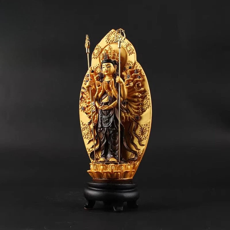 18.5cm Resin Thousand-Hand Guanyin Bodhisattva HandPainted Buddha Statue 07FC0E-D4 - KOEEK