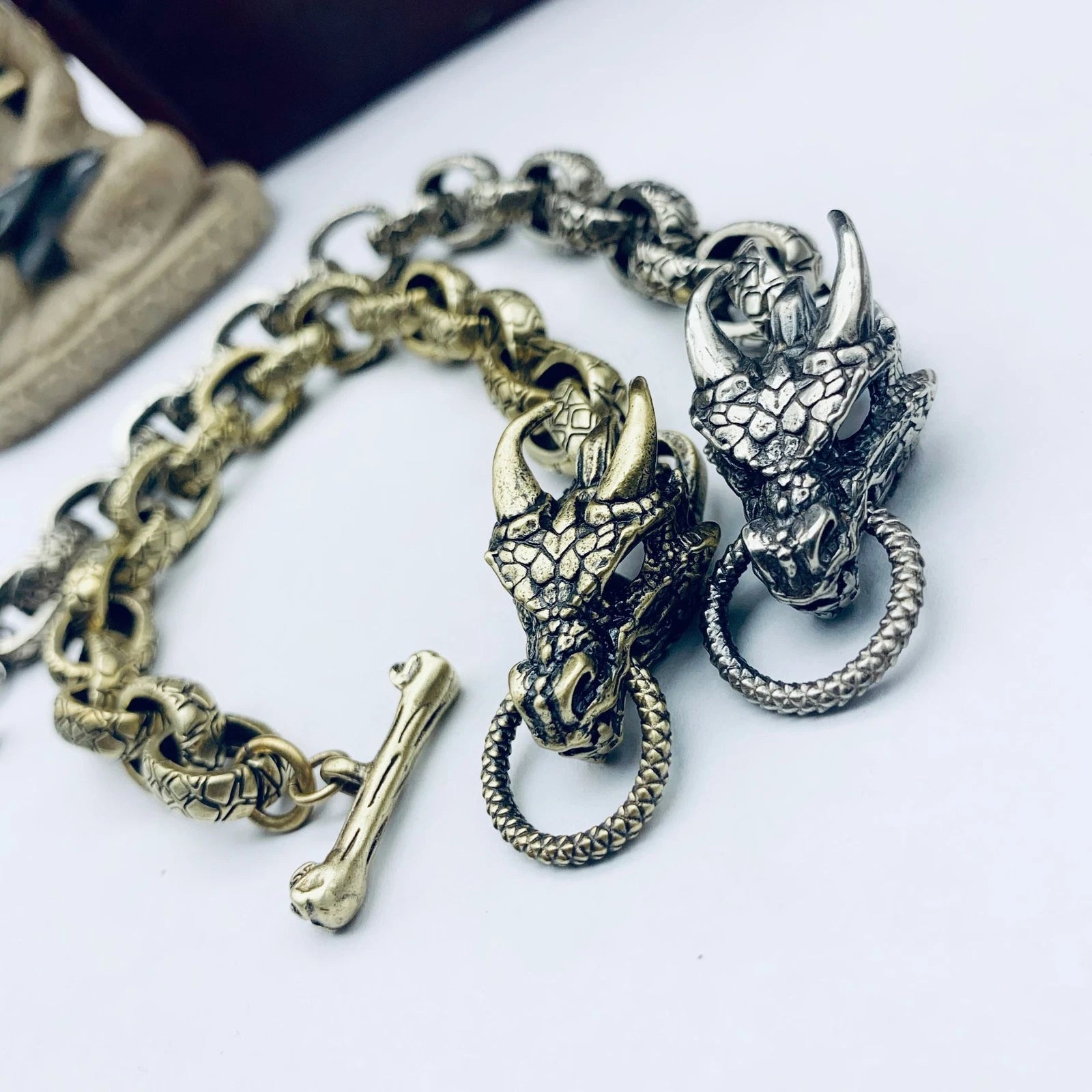 Solid Brass Handmade Vintage Bracelet Men's Bracelet Different Styles EDC Gifts 07FC0E-D4 - KOEEK