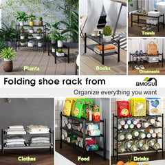2-Tier Bamboo Shoe Rack Premium Stackable Shoe Shelf Storage Organizer 07FC0E-D4 - KOEEK