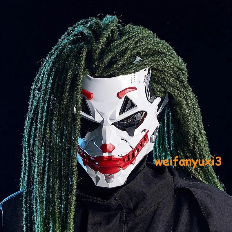 Joker Full Face Masks Resin Cosplay Props w/Dreadlocks Punk Style Accessories 07FC0E-D4 - KOEEK