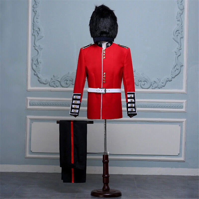 UK Royal Guard Clothing Red Military Uniform Hats Cosplay Men Palace Party Show 07FC0E-D4 - KOEEK