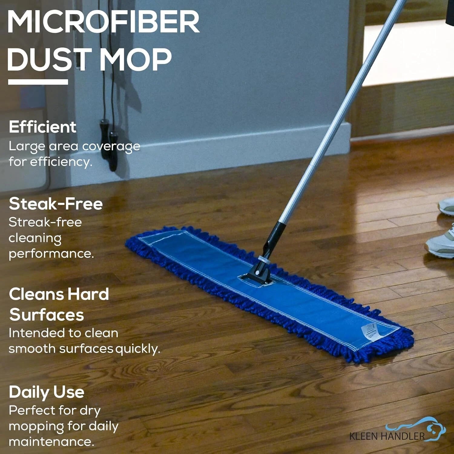 3-Pack 36-Inch Microfiber Dust Mop, Large Washable Commercial Dust Mop, Blue 07FC0E-D4 - KOEEK