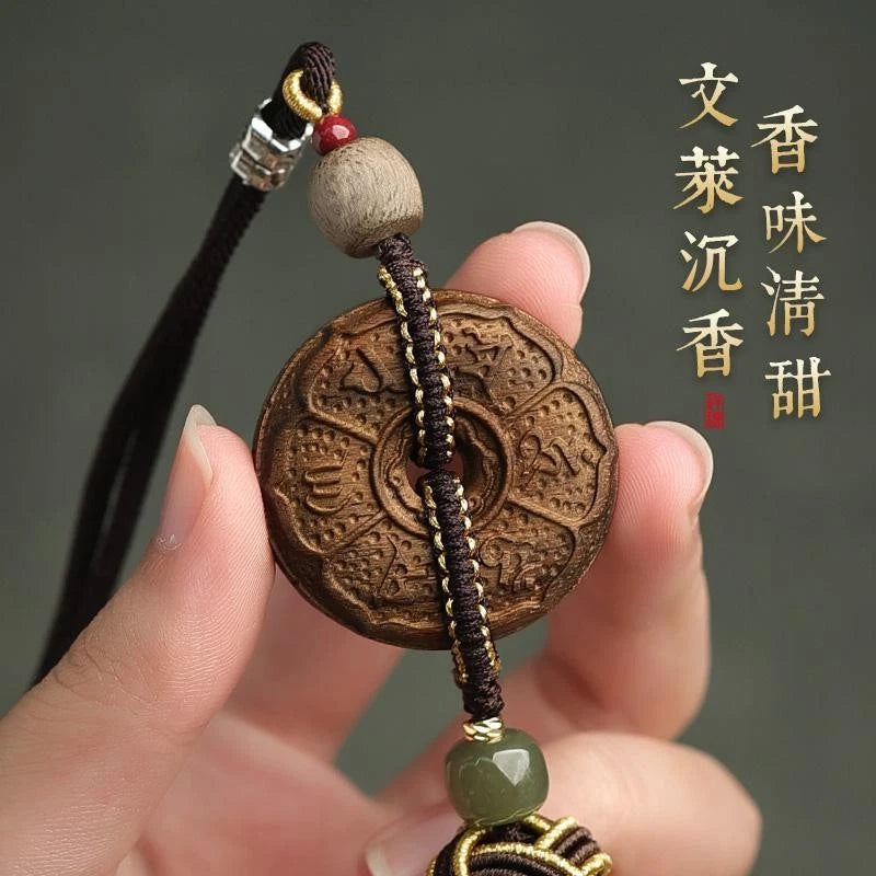 Golden Phoebe Peace Buckle Car Hanging Wooden Ornament Rearview Mirror Decor 07FC0E-D4 - KOEEK