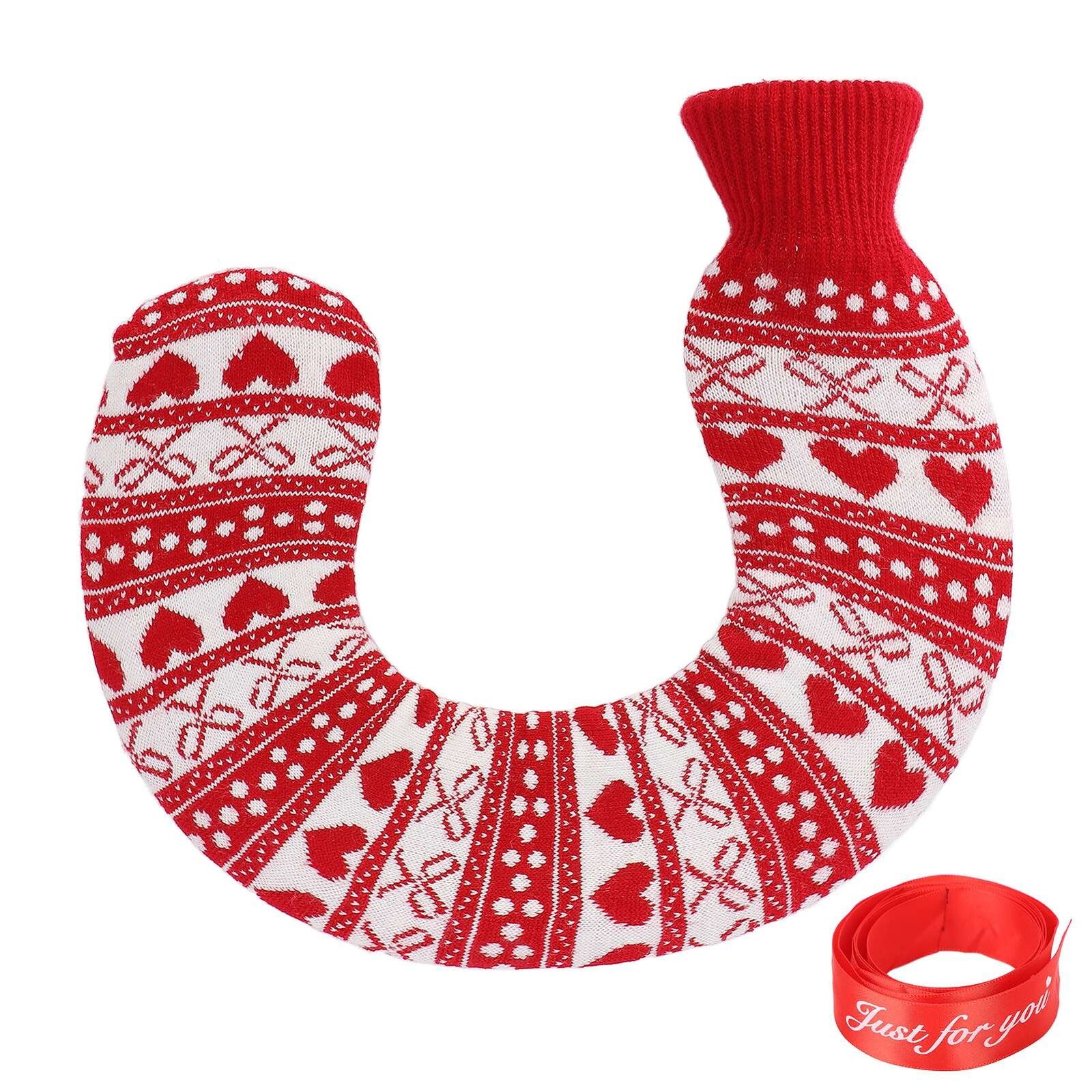 new 1L U Shaped Hot Water Bag Neck Shoulder Knitted Cover For Winter(Type 2 ) HGF koeek - KOEEK