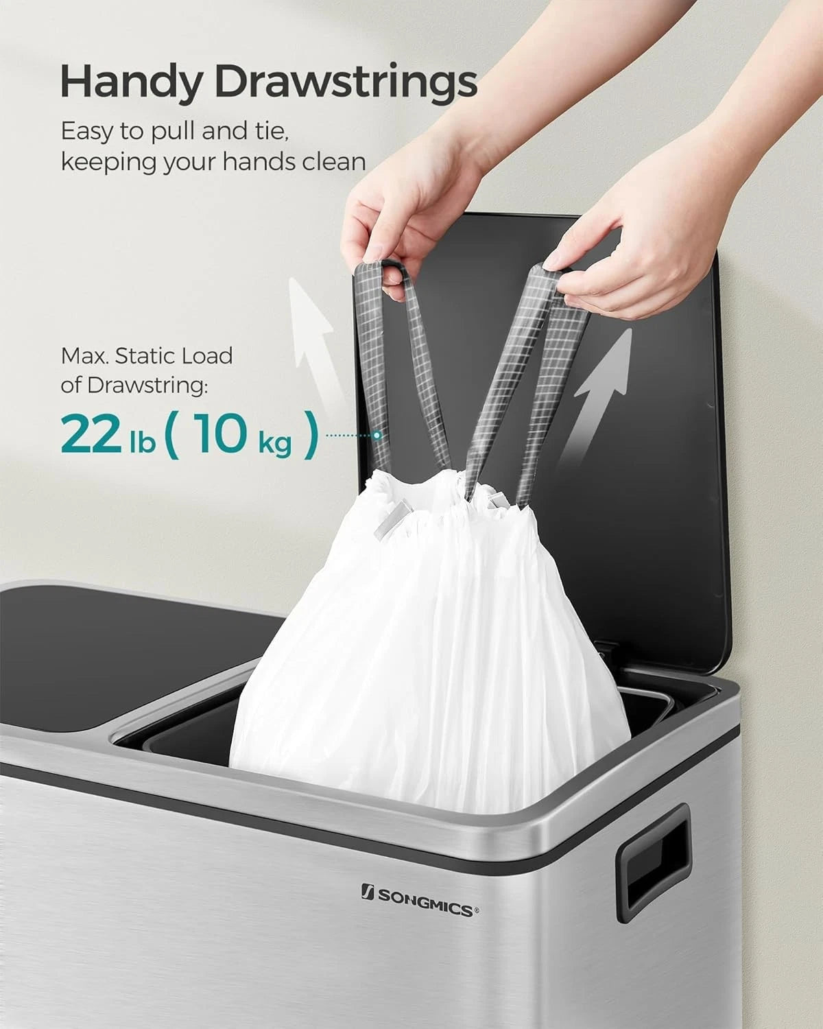 180 pull-string kitchen garbage bags, 4 rolls, white 07FC0E-D4 - KOEEK