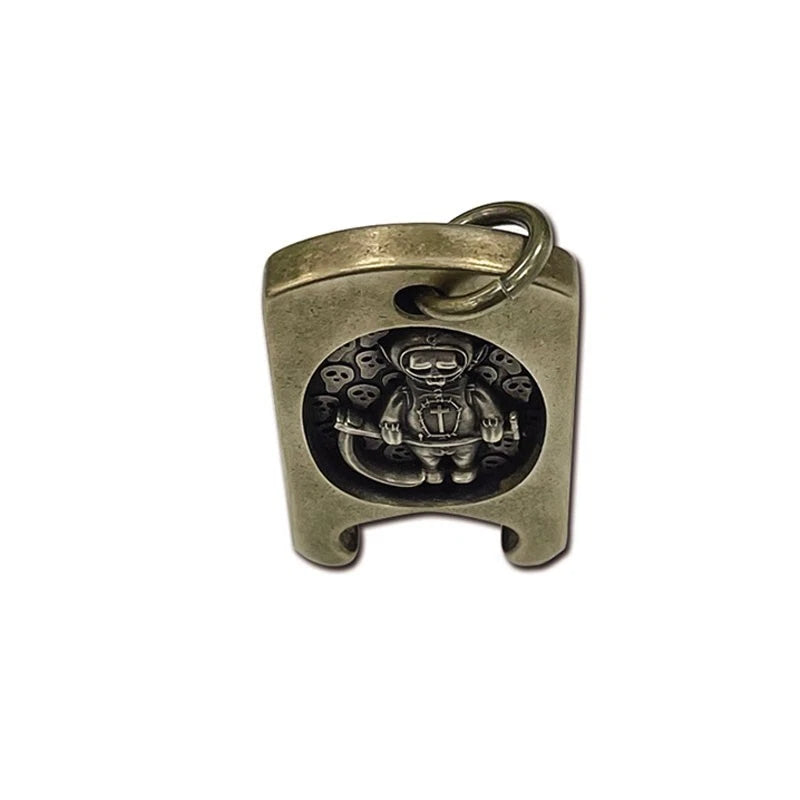 Retro Brass Skull Personality Penant Card Keychain Fashion Necklace Opener EDC 07FC0E-D4 - KOEEK