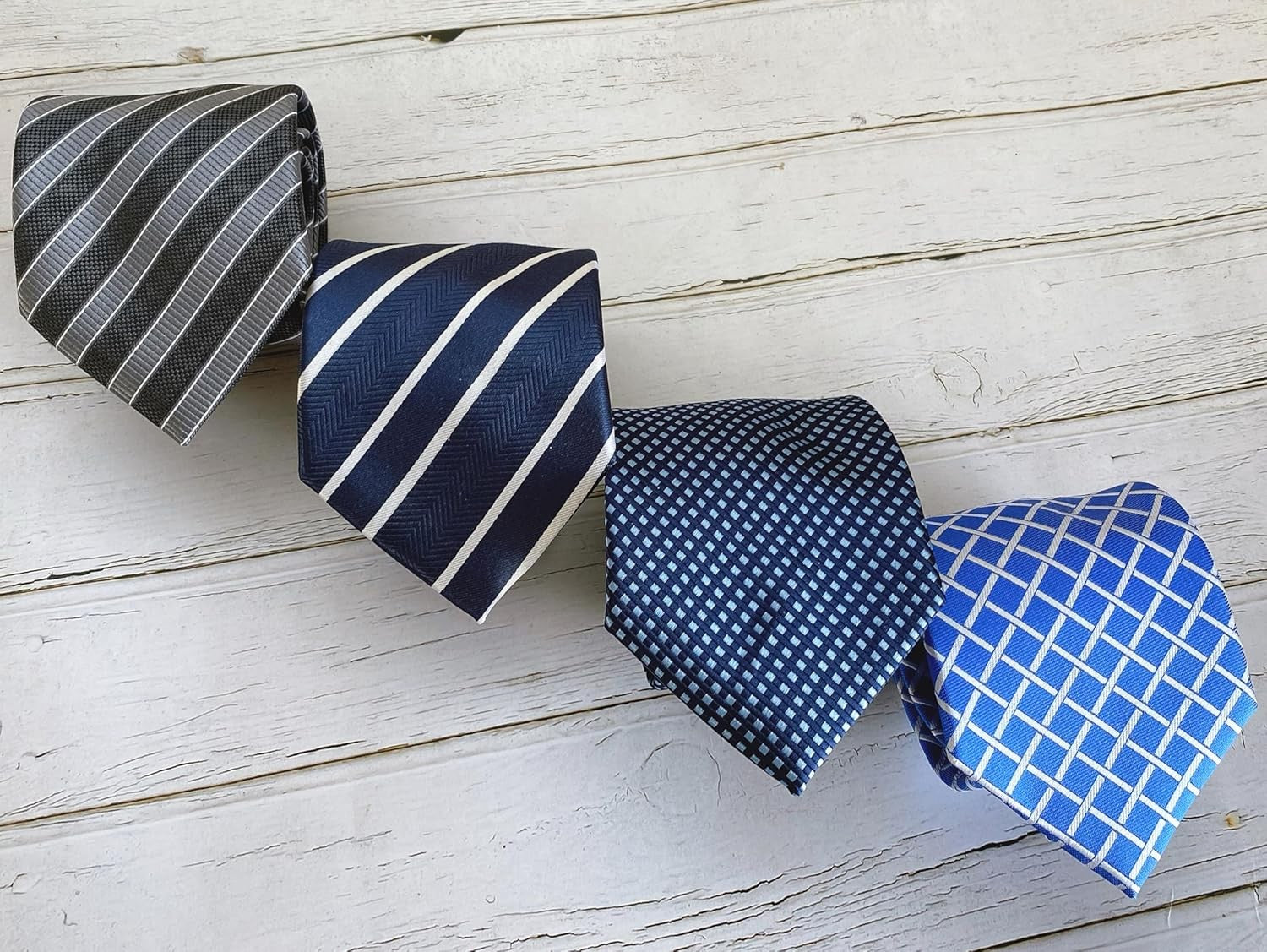 new KissTies Mens 63'' Extra Long Tie Check Plaid Striped Bright Blue White KISSTIES - KOEEK