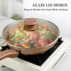 Frying Pan Set with Lid - Nonstick Cookware Set 3 Piece, Granite Cookware Set 07FC0E-D4 - KOEEK