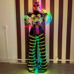 Predator LED Robot RGB Costume Women Illuminated Stilt Suit Set Show Clothing 07FC0E-D4 - KOEEK