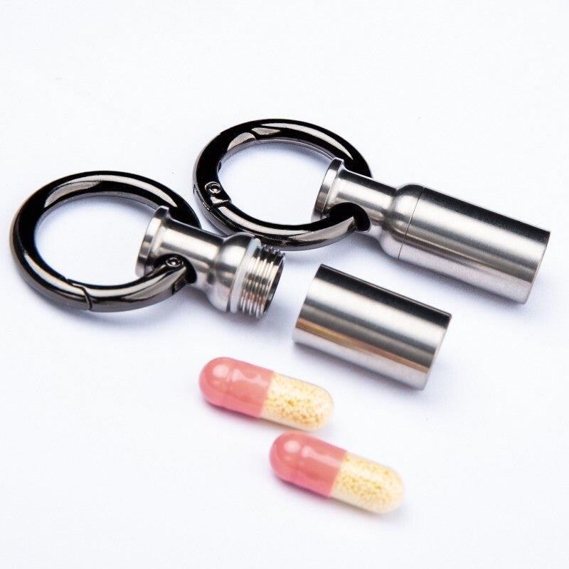 Mini Titanium Keychain Waterproof Pill Holder Container Case Organizer EDC Gift 07FC0E-D4 - KOEEK