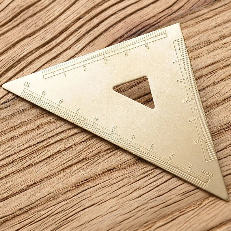 Brass Triangle Ruler Protractor Construction Site Drawing Student Stationery 07FC0E-D4 - KOEEK