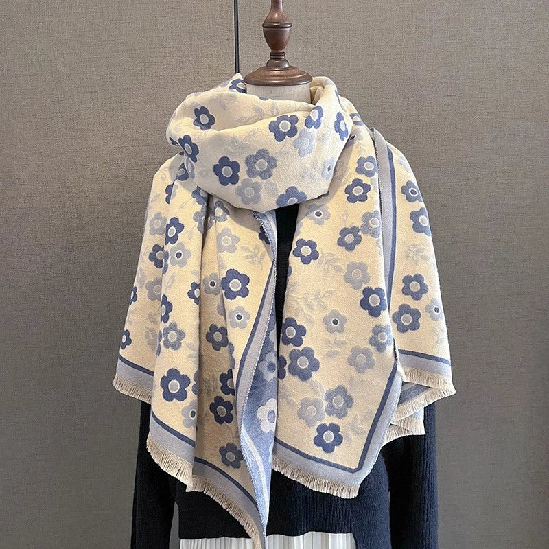 Womens Pink Floral Cashmere Scarf Large Blanket Winter Shawl Bandana Neckerchief 07FC0E-D4 - KOEEK