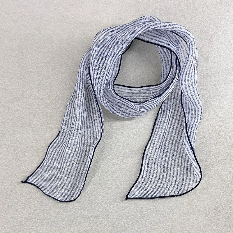 Womens  Linen Preppy Solid Necktie Thin Scarf Neckerchief Scarves Accessory 07FC0E-D4 - KOEEK