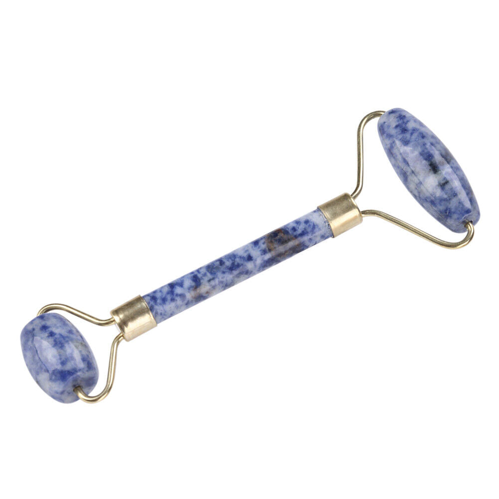 new 1Pc Artificial Jade Doublehead Roller AntiAging Face Eye Neck Massager(Blue) HGF koeek - KOEEK