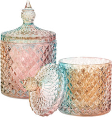 2 Pack Qtip Holder Glass Bathroom Accessories Vanity Organizers Makeup Storage 07FC0E-D4 - KOEEK