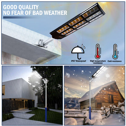 new Outdoor Commercial 1500W LED Solar Street Light IP67 Dusk-to-Dawn Road Lamp+Pole