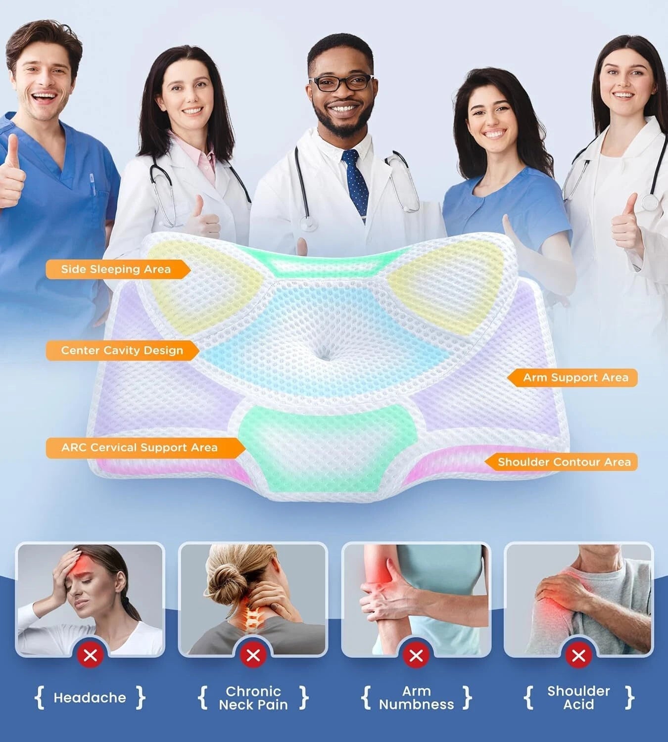 Cervical Pain Relief Cervical Pillow, Hollow Design Odorless Memory Foam Pillow 07FC0E-D4 - KOEEK