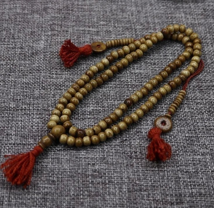 1pc Antique Tibetan Natural Yak Bone Mara Necklace 108 Beads Feng Shui Necklace 07FC0E-D4 - KOEEK