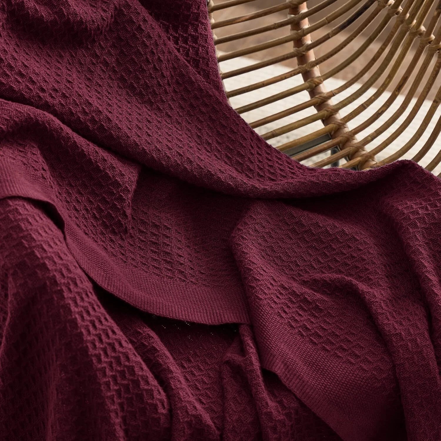 Cotton Queen Size Bed Blanket - Breathable and Soft,Waffle Weave Blanket 07FC0E-D4 - KOEEK