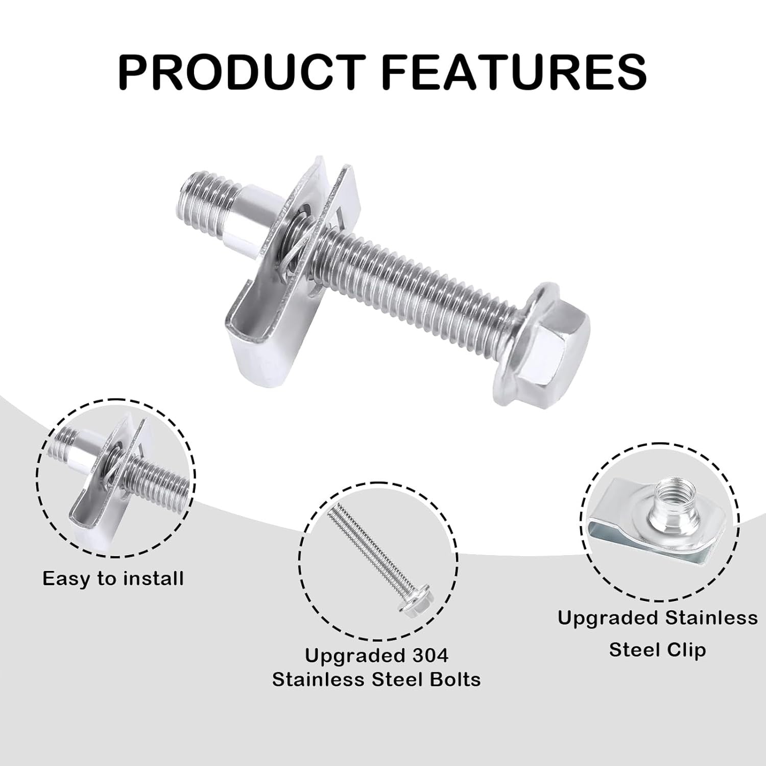 new Fuel Tank Strap Bolts, 304 Stainless Steel One Size, Silver 07FC0E-D4 - KOEEK