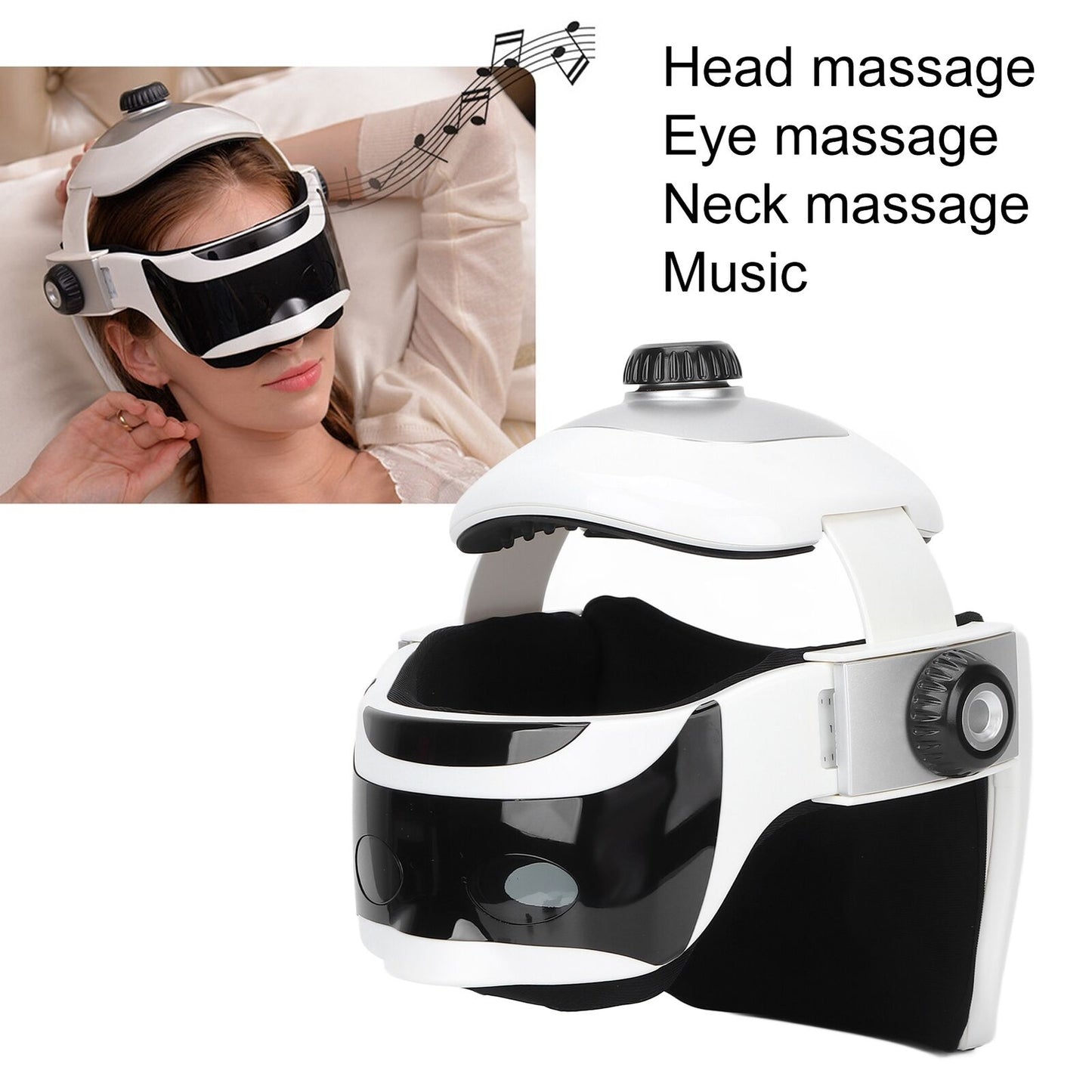 new Electric Head Massager Heat Compress Stress Relief Eye Neck Massage Helmet HGF koeek - KOEEK