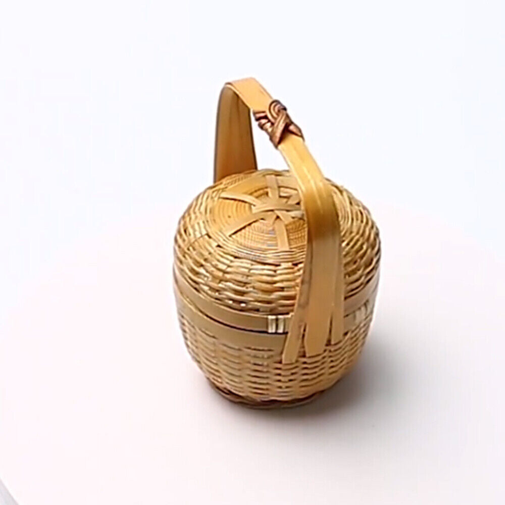 ny Bamboo Mini Basket Desktop Oppbevaring Vevde Kurver for med Lokk Portable