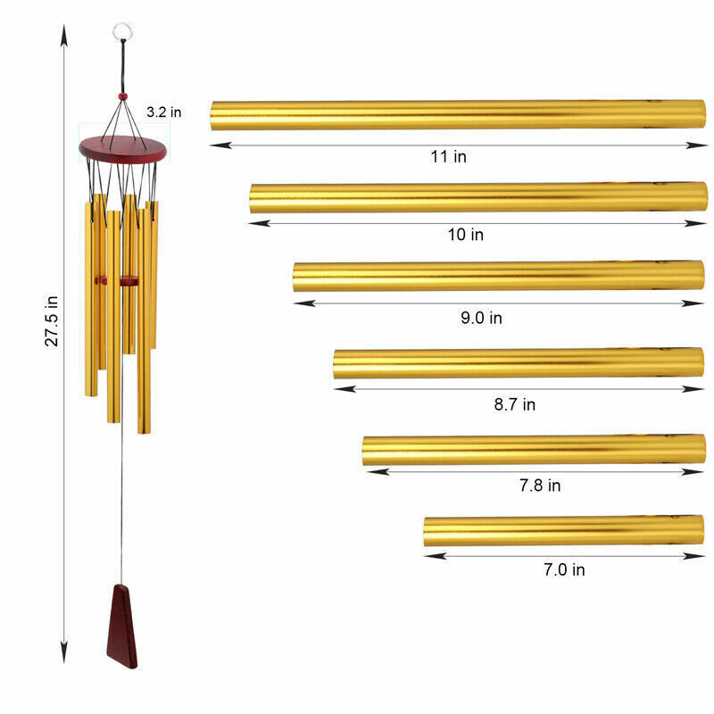 ny 31 tommer metal 6 rør Windchime Kapelklokker Vindklokker Udendørs Have Indretning af hjemmet