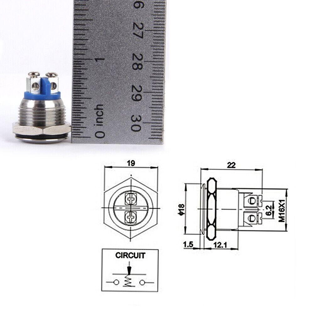 new  2 Pcs Push Button for Doorbell Boat Horn Flat Head Switch Practical koeek - KOEEK