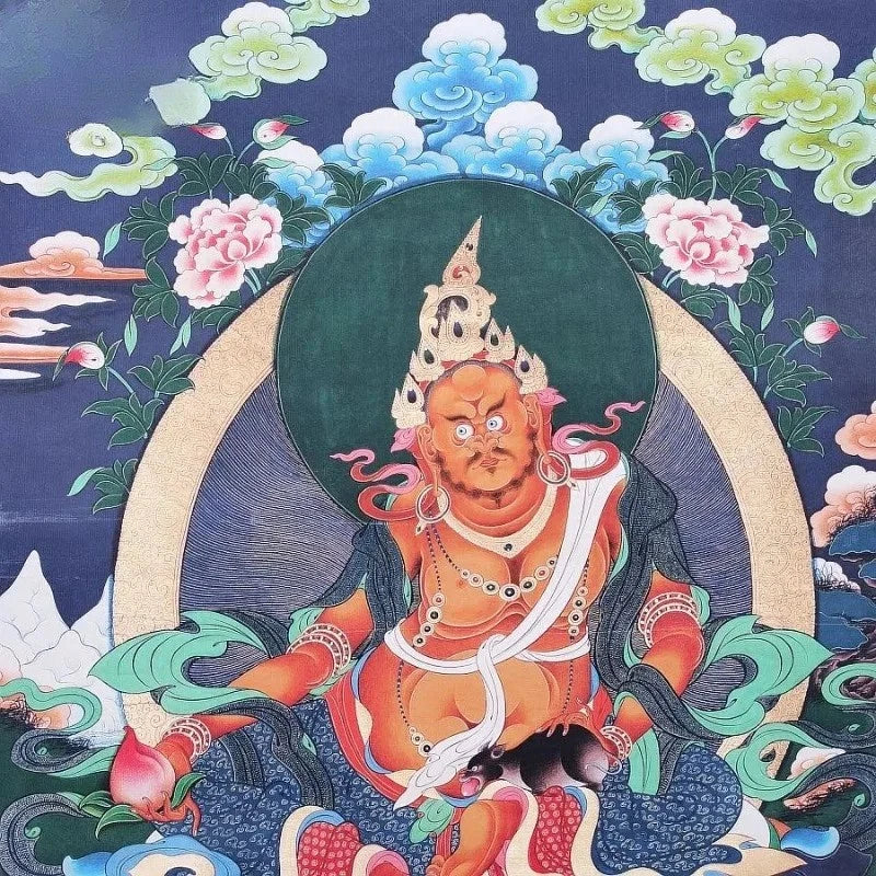 36" King of Treasures Brocade Tibetn Tangka Embroidery Hanging Painting Ornament 07FC0E-D4 - KOEEK