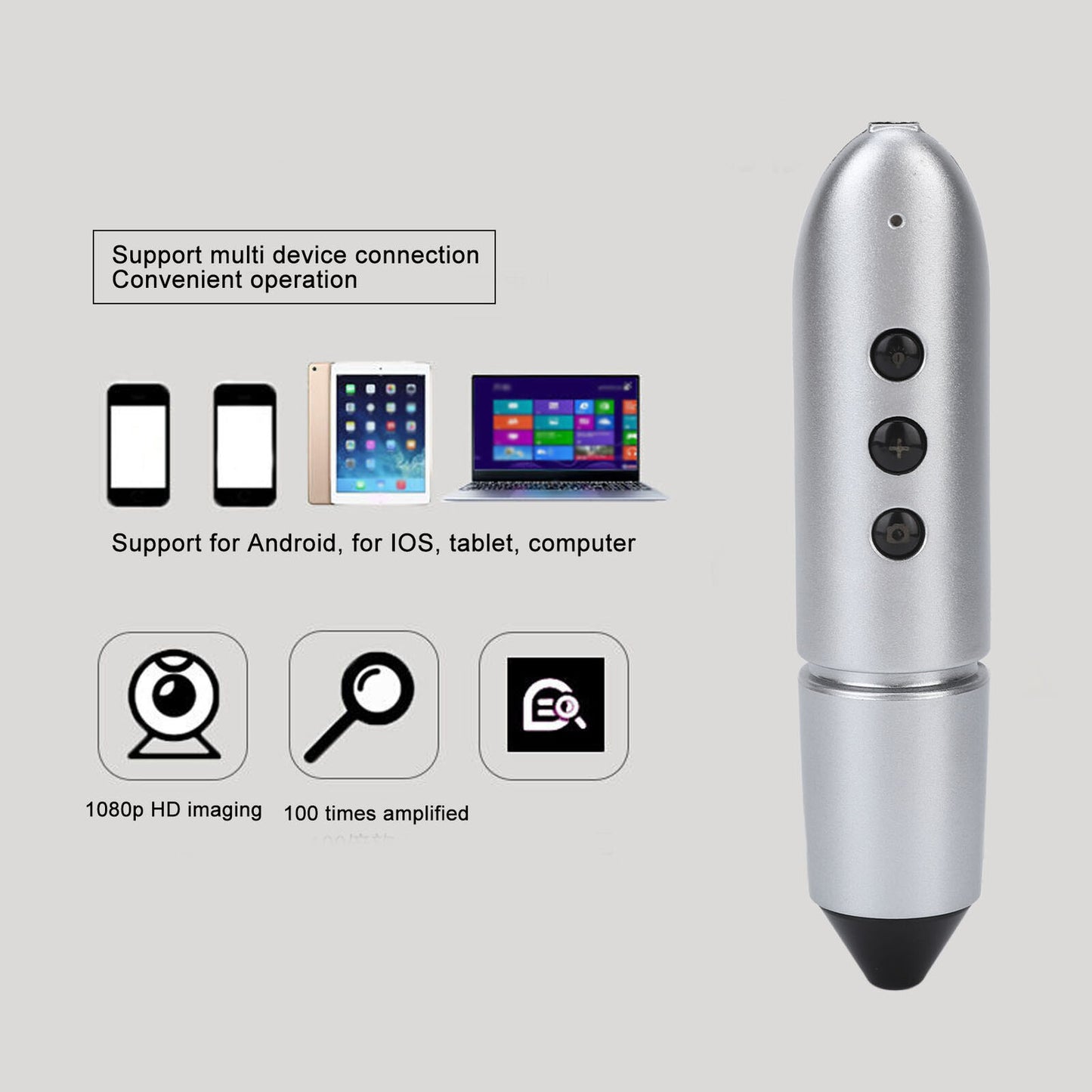 nytt 2MP kamera 100X Wifi Digital Mikroskop Analyzer Forstørrelse Endoskop