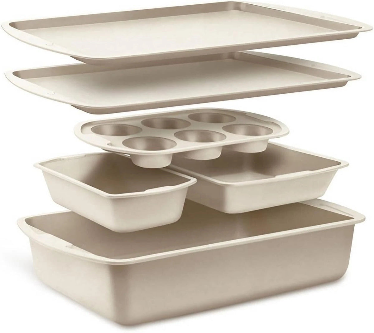 Baking Pan Set - 6 Piece - Stackable, Deluxe, Non-Stick Baking 07FC0E-D4 - KOEEK