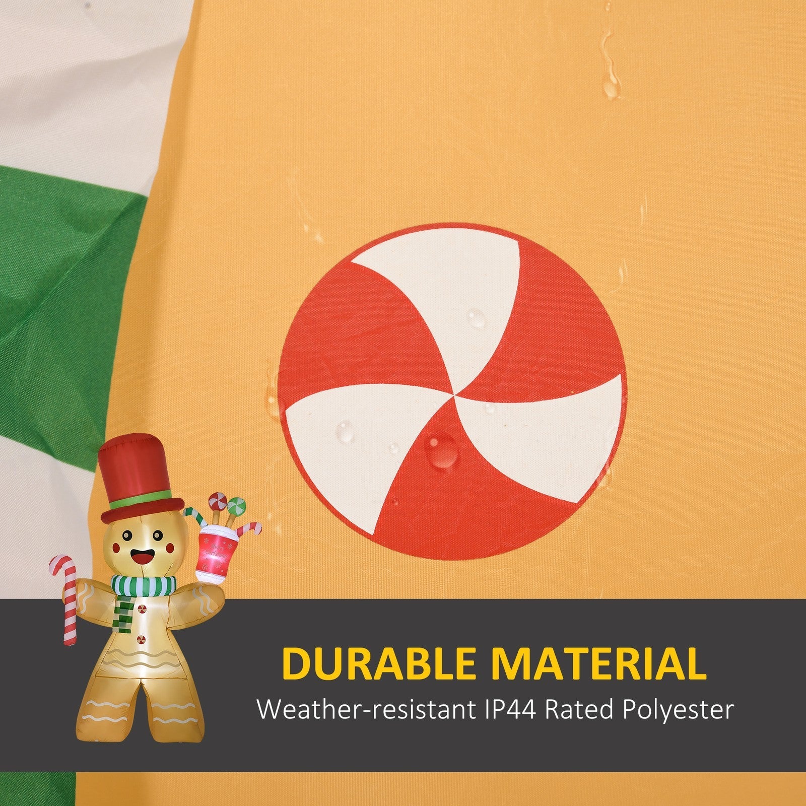 HOMCOM 7.5ft Christmas Inflatables Gingerbread Man with Candy Cane LED Lights HOMCOM - KOEEK