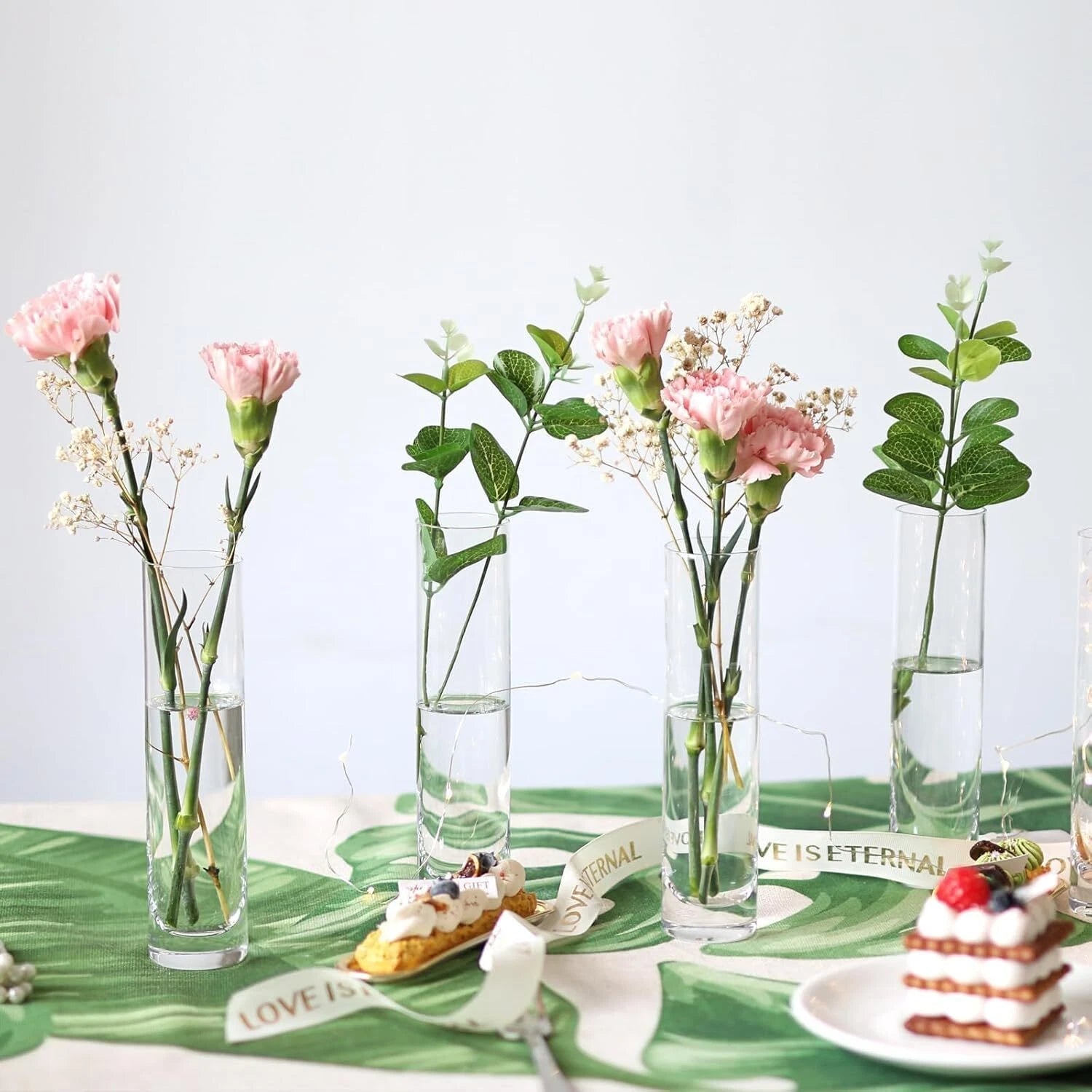Glass Cylindrical Bud Vases for Centerpieces, Set of 12 Clear Small Vases 07FC0E-D4 - KOEEK