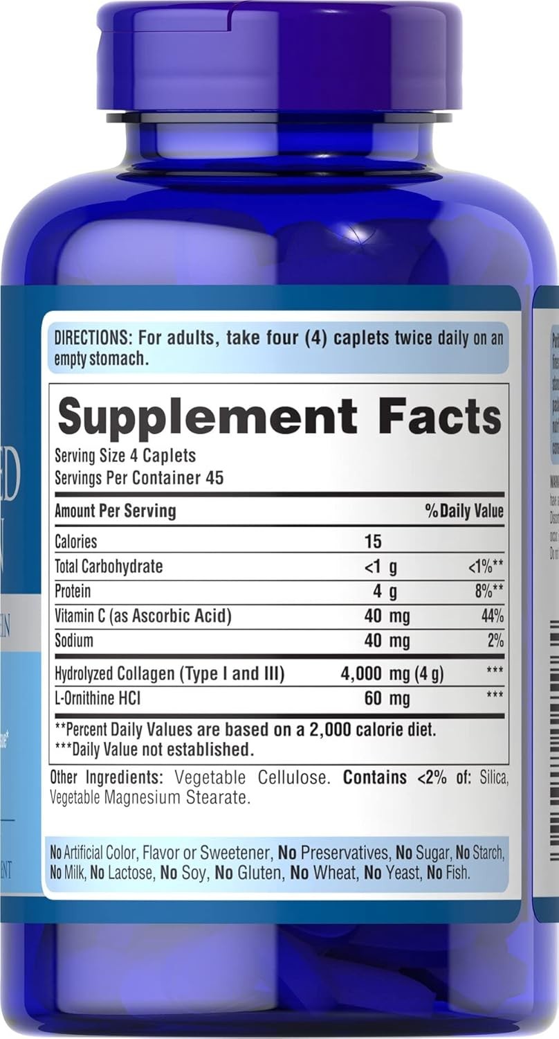new Puritan's Pride Hydrolyzed Collagen Pro-Structural 180 Count (Pack of 1) PURITAN'S PRIDE - KOEEK