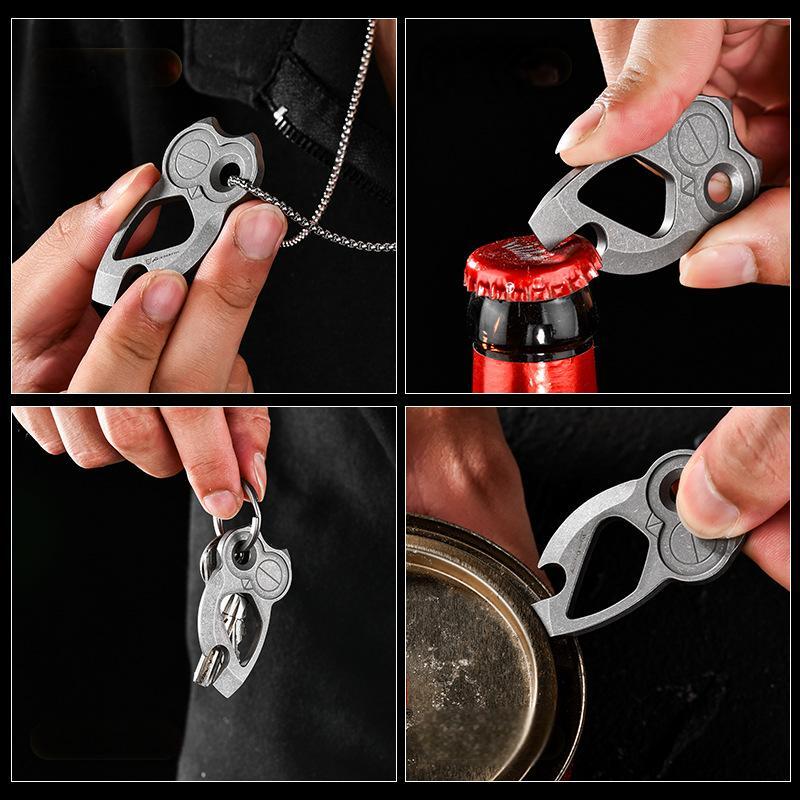 Titanium Alloy Bottle Opener Pry Bar Crowbar Portable Keychain EDC Multi Tools 07FC0E-D4 - KOEEK