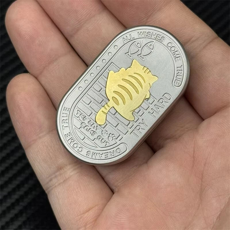 Greedy Big Fat Cat EDC Fidget Slider Stainless Steel Mechanical Push Fidget Toys 07FC0E-D4 - KOEEK