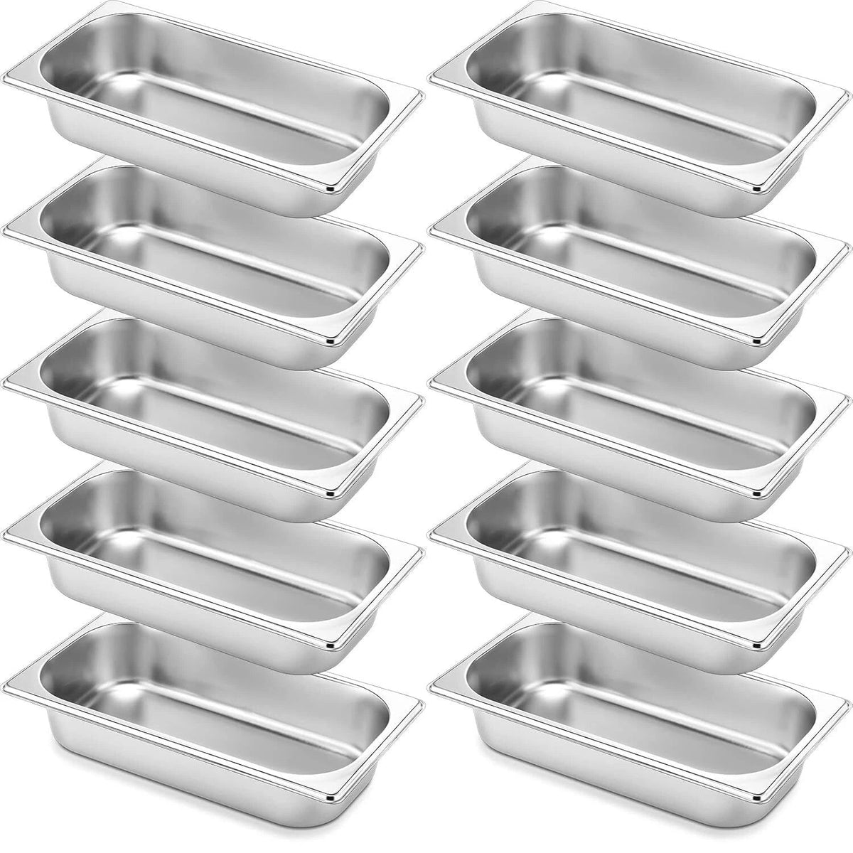 10 Pack Hotel Pan, Stainless Steel Steamer, 1/3 Size, 0.8 mm Thick 07FC0E-D4 - KOEEK