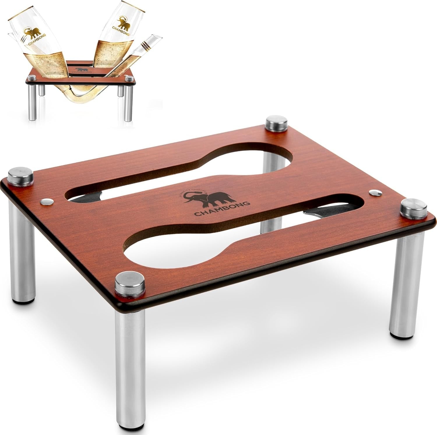 new Chambong – Holder for Easy Refills - Premium Wood Stand Holds 2 Pieces Brown