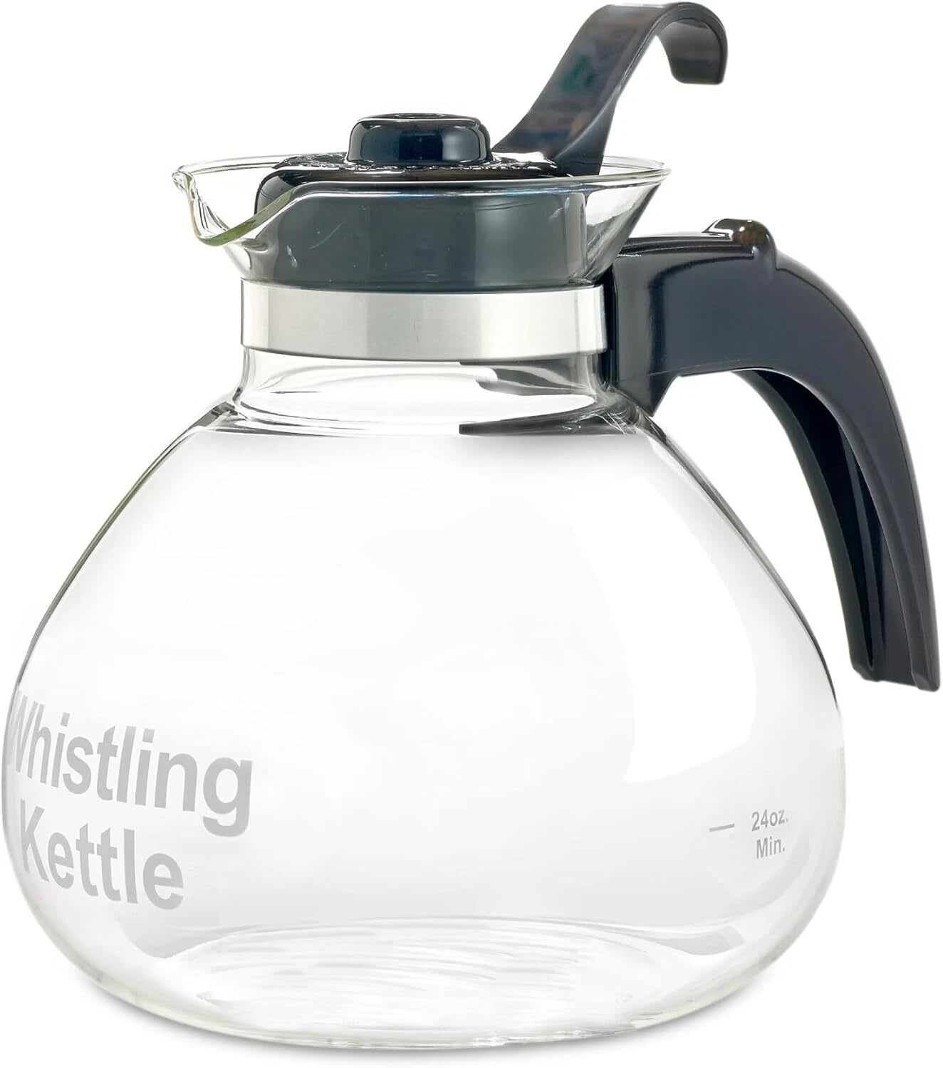 Borosilicate Glass Stove Top Whistling Tea Kettle 12 Cup/48oz Capacity -BPA-Free 07FC0E-D4 - KOEEK