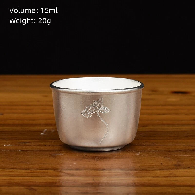 Pure Silver Master Cup 999 Sterling Silver Marked Tea Cup Health Care Chinese 07FC0E-D4 - KOEEK