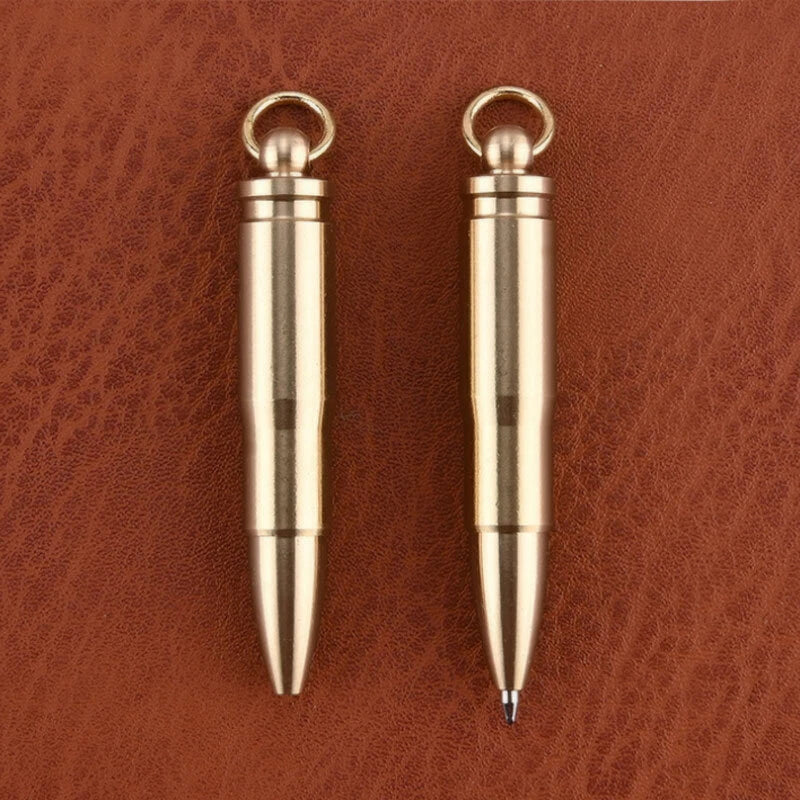 EDC Mini Brass Keychain Ball Pen Necklace pendant pen Emergency Writing Record EDC - KOEEK