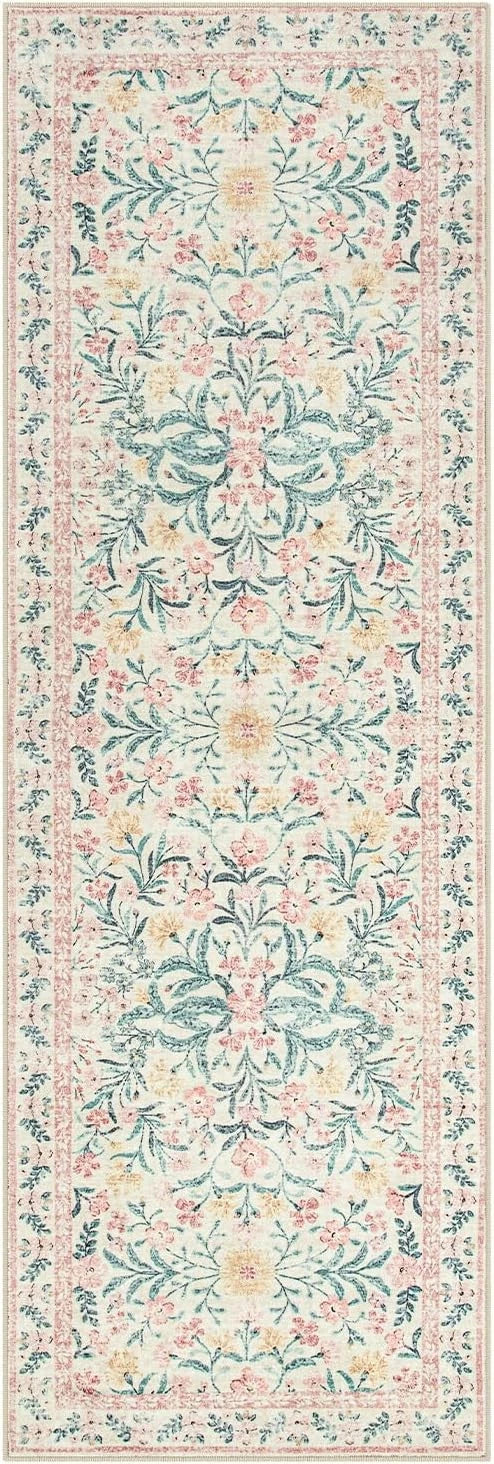 Bohemian style hallway rug 2x6, floral kitchen rug, non-slip and washable 07FC0E-D4 - KOEEK