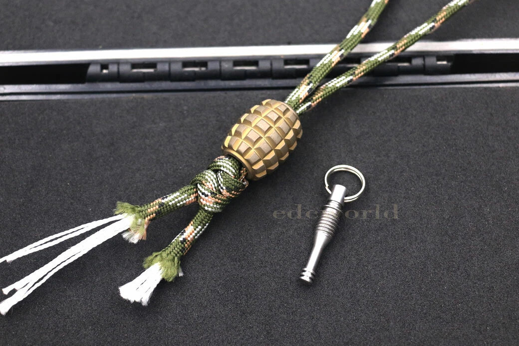 Titanium TC4 EDC Knife Parachute Cord Tool Lanyard Bead Key Chain Pendant DZ-GGT 07FC0E-D4 - KOEEK