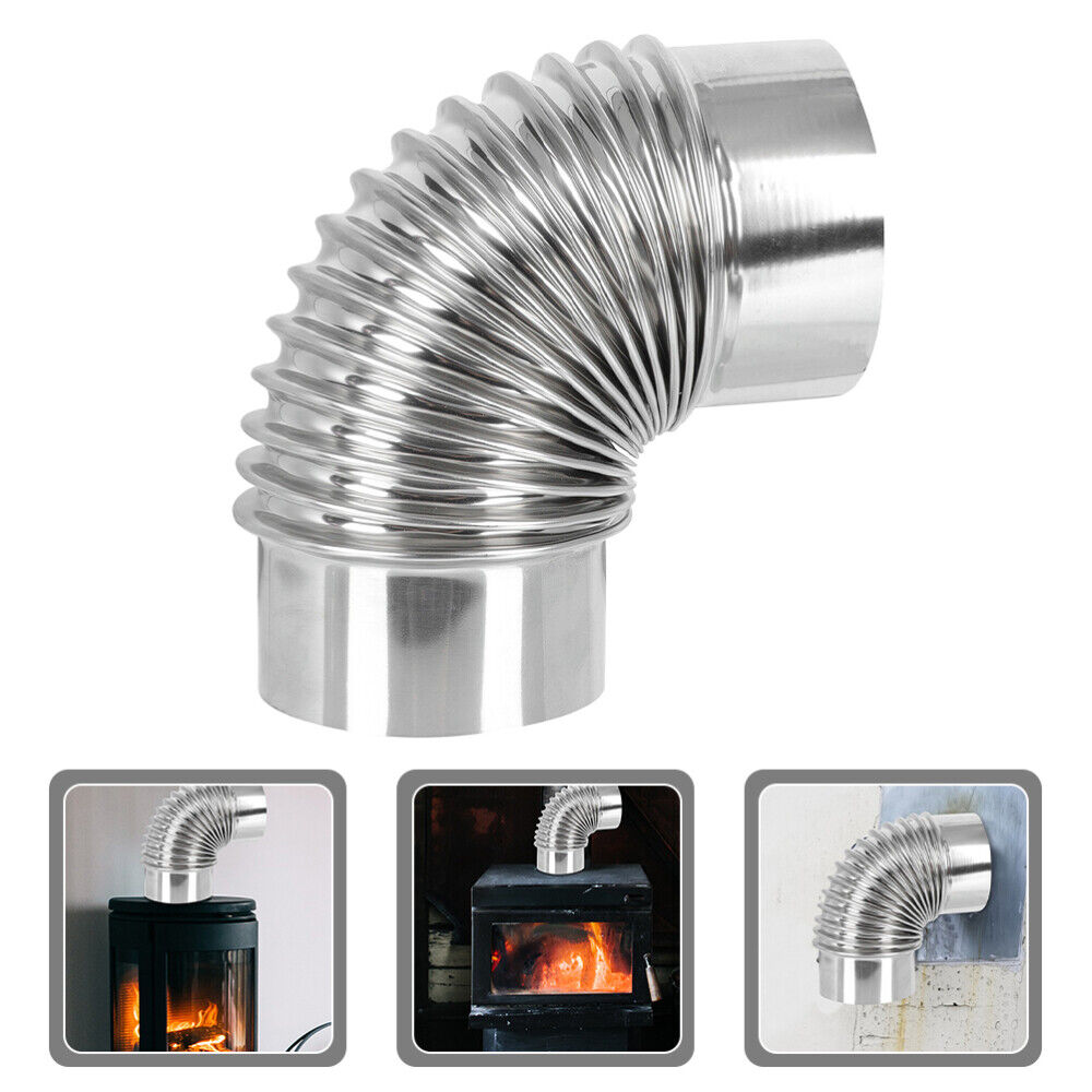 new  Chimney Extension Stove Flue Firewood Heating Stainless Steel Elbow Versatile koeek - KOEEK