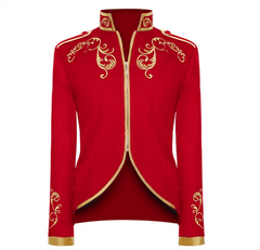 Mens Stylish Court Prince Gold Embroidery Blazer Suit Zipper Jacket Cosplay 07FC0E-D4 - KOEEK