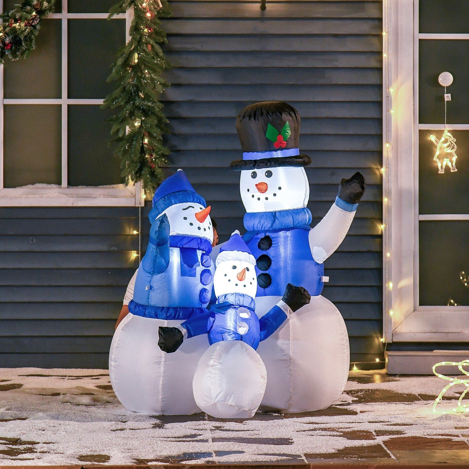 HOMCOM Inflatable Snowman Family Decoration w/ LED Lights Christmas Seasonal Fun HOMCOM - KOEEK