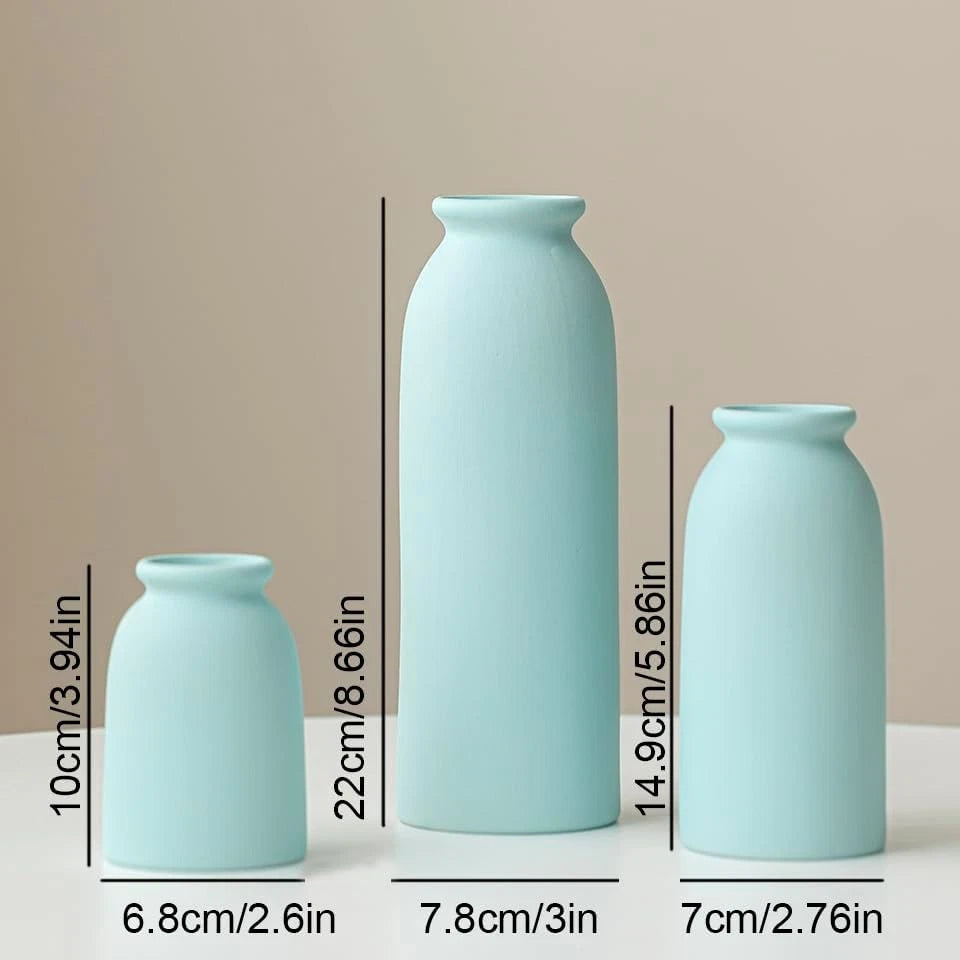 Ceramic Vase Set-3, Small Flower Vases for Decor, Modern Boho Farmhouse Style 07FC0E-D4 - KOEEK