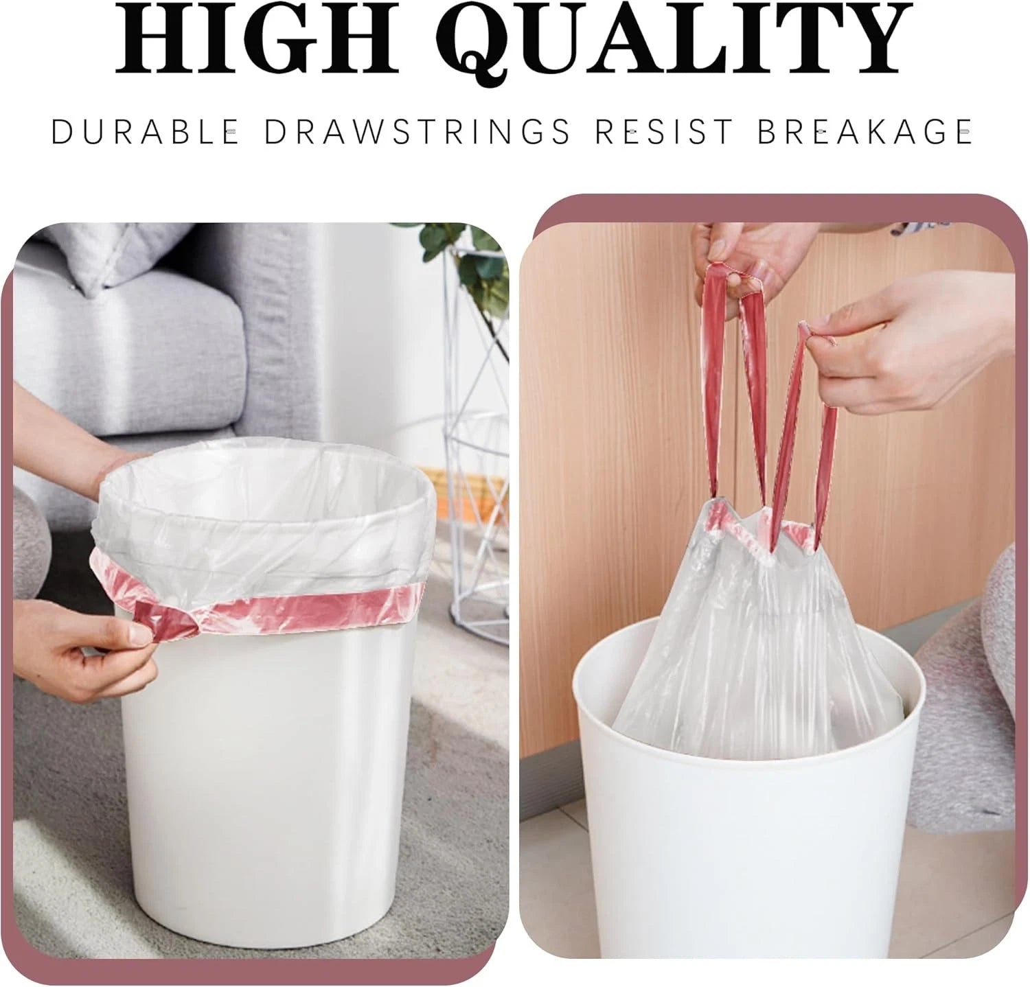 210 whitedrawstring garbage bags Thick garbage bags Suitable for office kitchens 07FC0E-D4 - KOEEK
